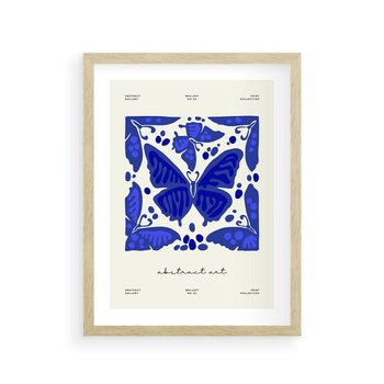 Plakat w ramie 40x50 - Wibracje Wnętrza - nowoczesny plakat, odcienie błękitu - rama drewno