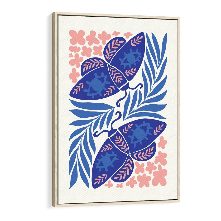 Obraz w ramie 80x120 - Migotliwa Rzeczywistość - ćmy, kwiaty - rama drewno