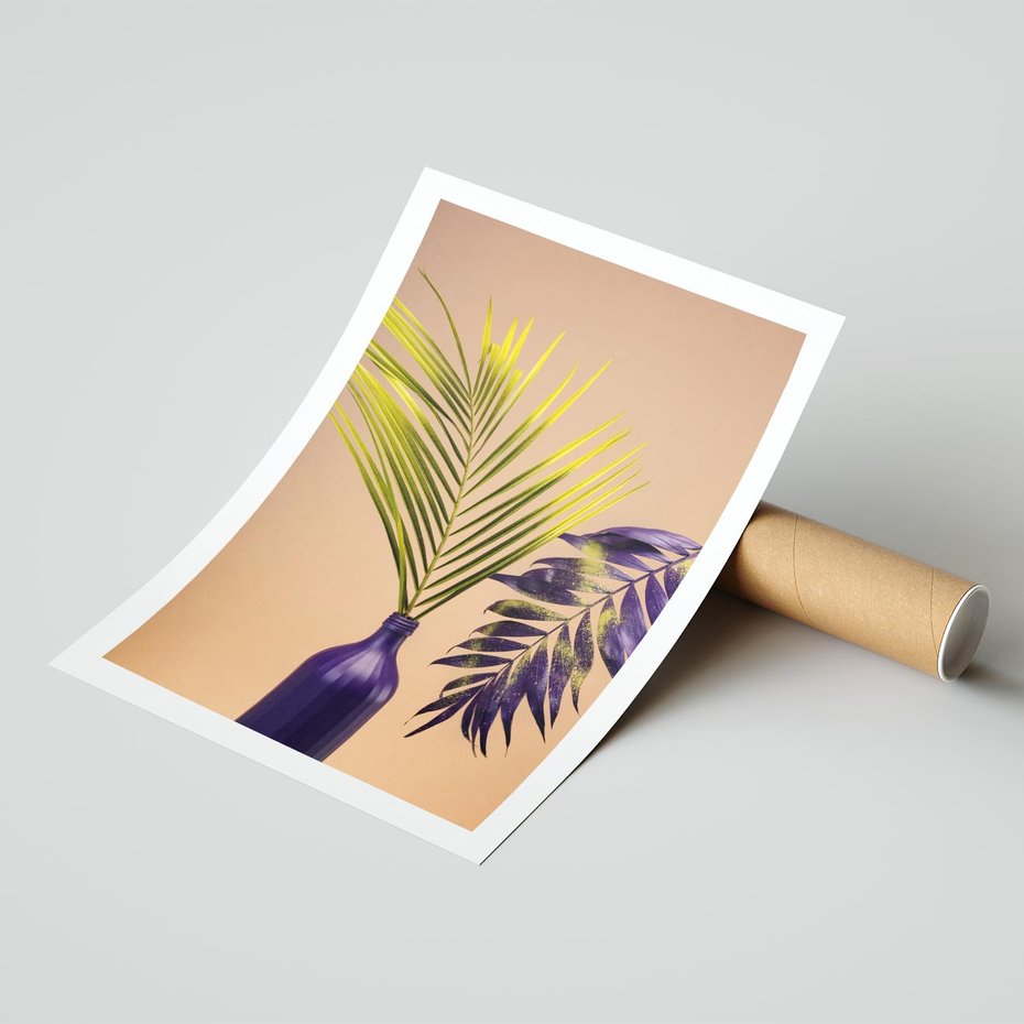 Plakat bez ramy 50x70 - Delikatne Piękno - palma, pastele