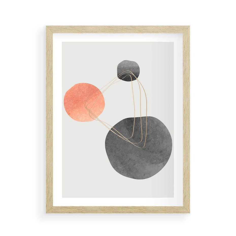 Plakat w ramie 50x70 - Złoty Blask Abstrakcji - abstrakcja, nowoczesny plakat - rama drewno