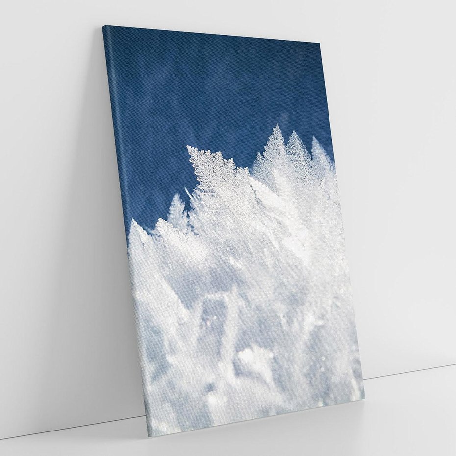 Obraz na płótnie 50x70 - Zimowa magia: Kryształki lodu - zima, kryształki