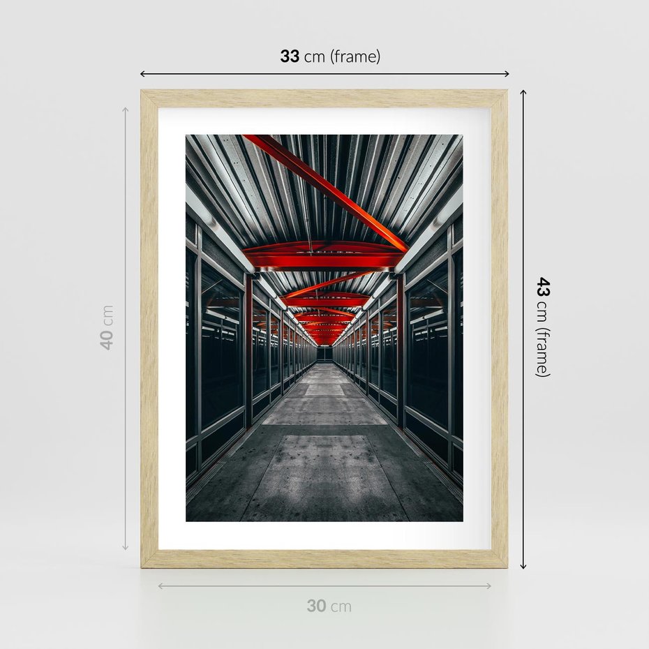 Plakat w ramie 30x40 - Nieskończoność Przestrzeni - korytarz, perspektywa - rama drewno