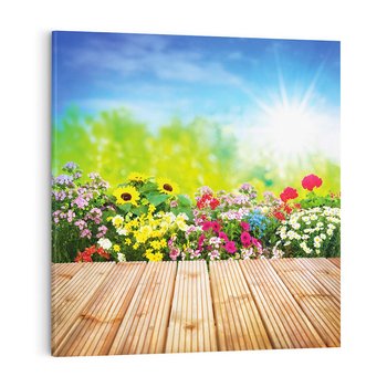 Obraz na płótnie 50x50 - Energiczny ogród - kwiaty, ogród