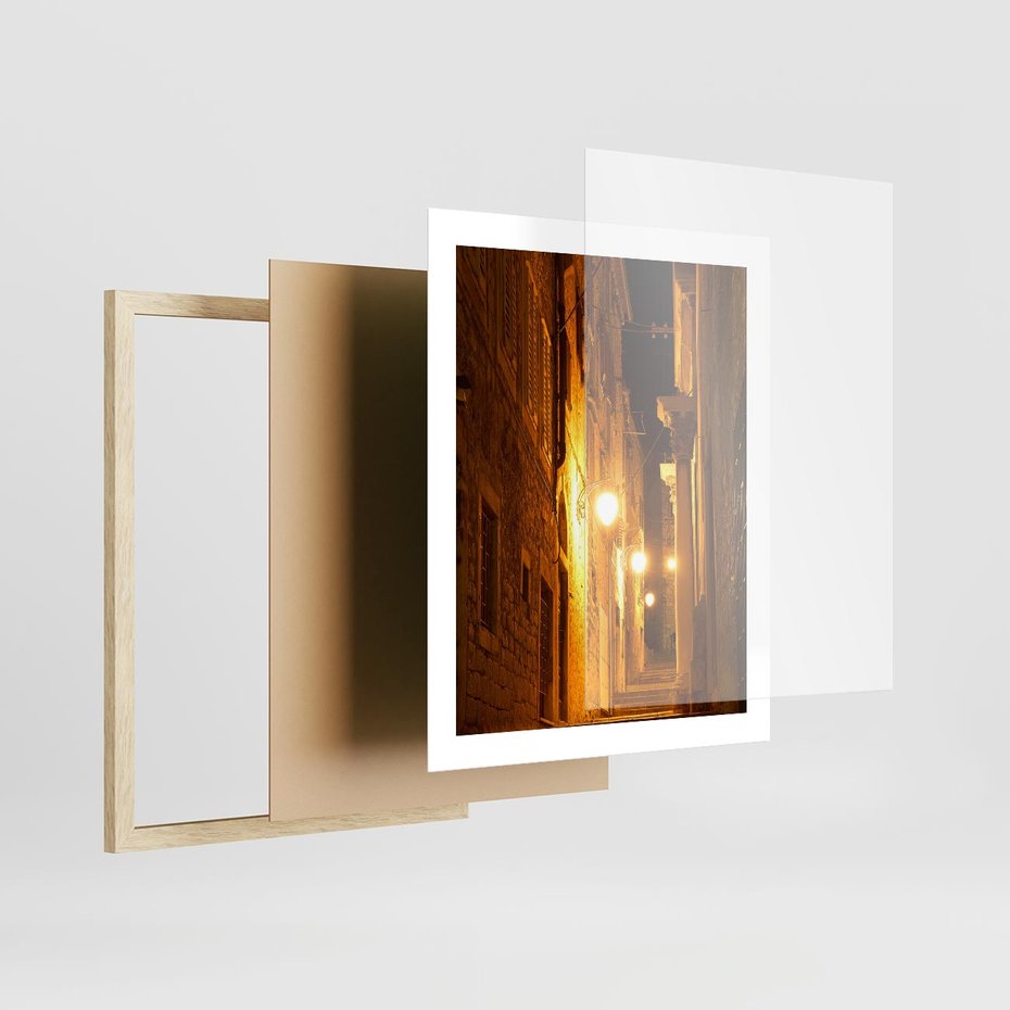Plakat w ramie 40x50 - Miasto Pod Gwieździstym Niebem - uliczka, perspektywa - rama drewno