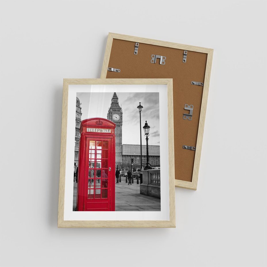 Plakat w ramie 30x40 - Budka w Londynie - Londyn, budka - rama drewno
