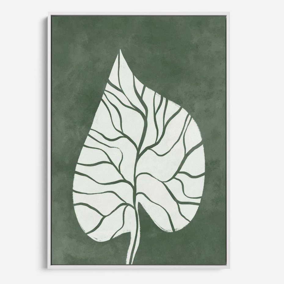 Obraz w ramie 70x100 - Migotliwe Wnętrze Zieleni - zielony plakat, roślinne motywy - rama biała