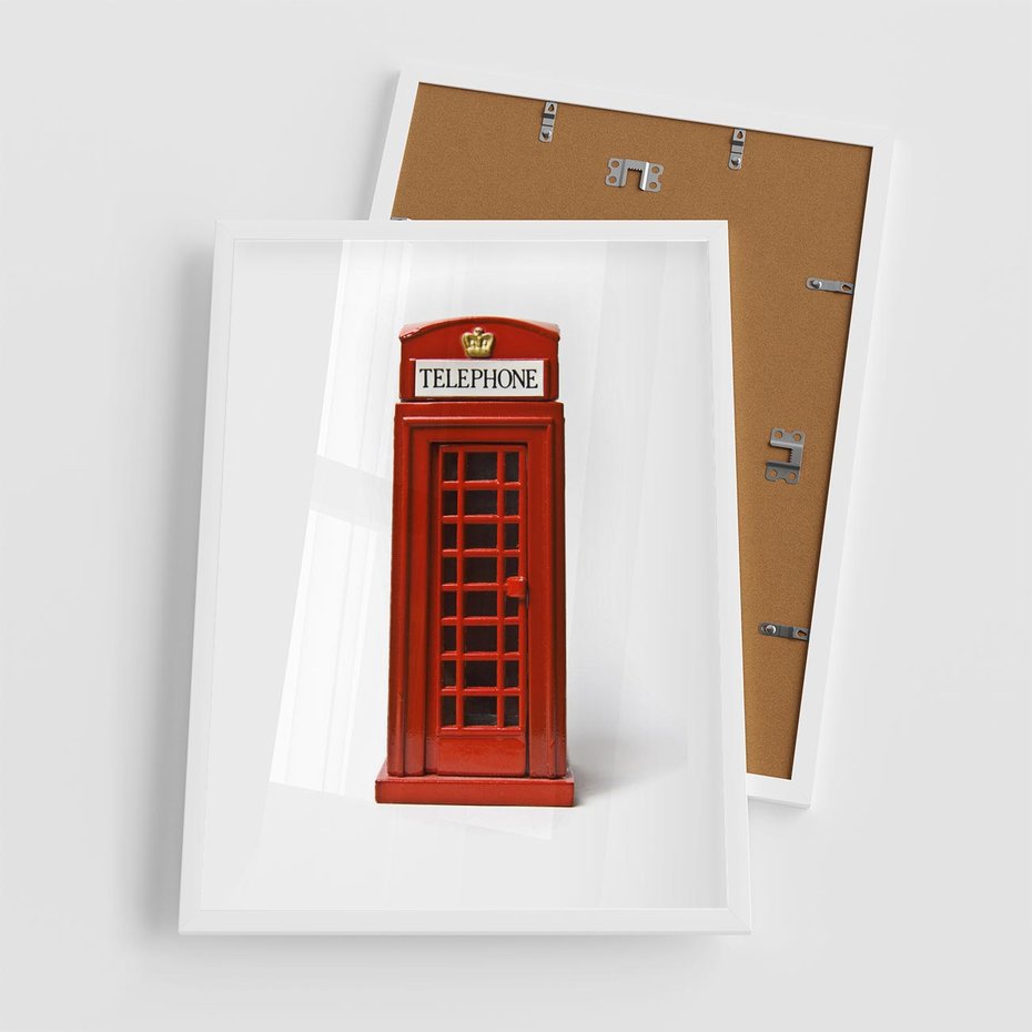 Plakat w ramie 50x70 - Ikona Londynu - Londyn, budka - rama biała
