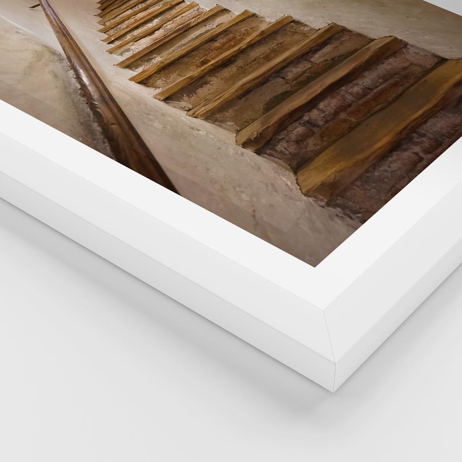 Plakat w ramie 30x40 - Schody Wymiarów - schody, tunel - rama biała