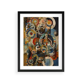 Plakat w ramie 30x40 - Podróżne Wizje Aberracji - abstrakcyjny obraz, mnogość kolorów - rama czarna