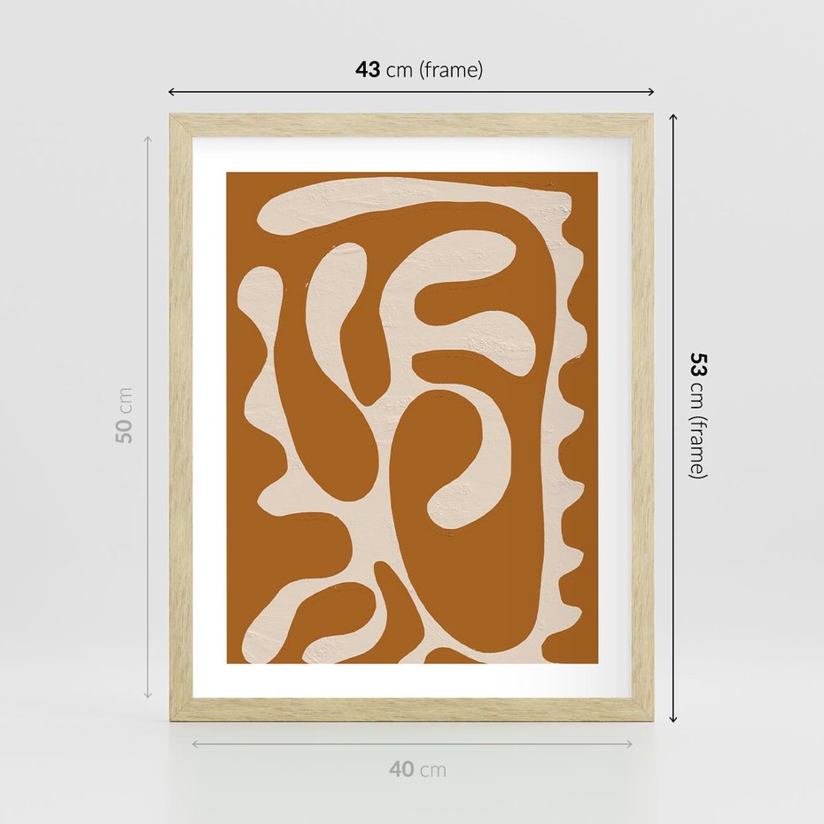 Plakat w ramie 40x50 - Wnętrza Akwarelowej Wyobraźni - abstrakcyjny obraz, plakat - rama drewno