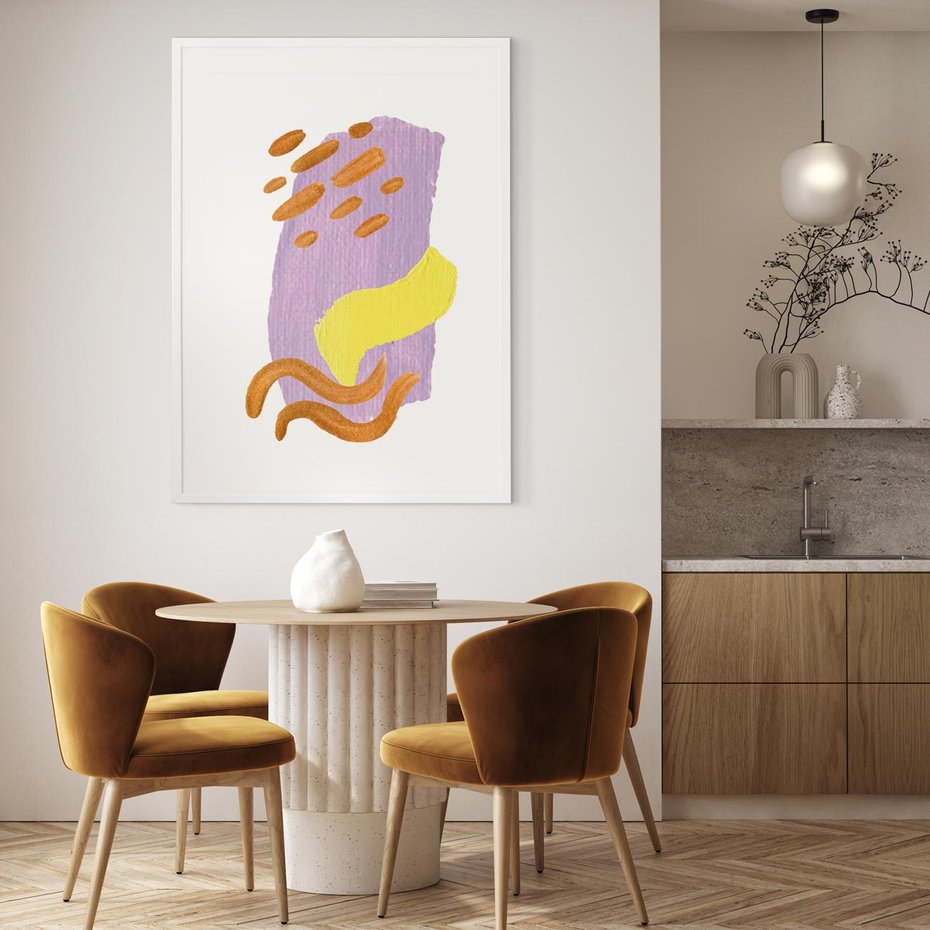 Plakat w ramie 40x50 - Kolorowe Pastelowe Spektrum - akwarela, minimalizm - rama biała