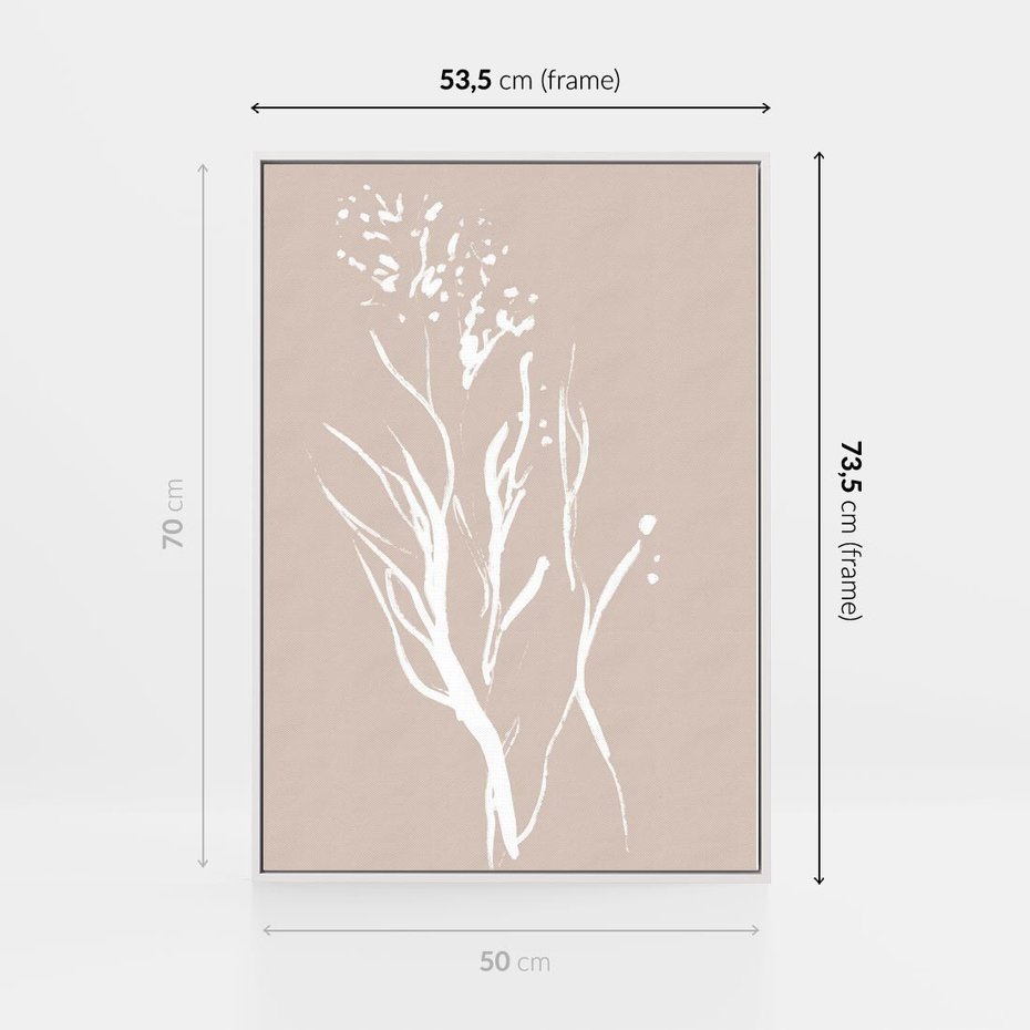 Obraz w ramie 50x70 - Impresje Pastelowych Nastrojów - minimalistyczny delikatny obraz, beżowe odcienie - rama biała