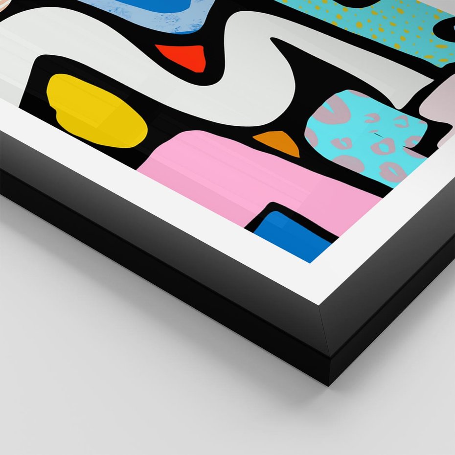 Plakat w ramie 40x50 - Komiksowe Formy - abstrakcyjne formy, komiksowy styl - rama czarna