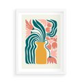 Plakat w ramie 50x70 - Kolorowe Pasmo - abstrakcyjne kwiaty w wazonie, pdastelowe kolory - rama biała