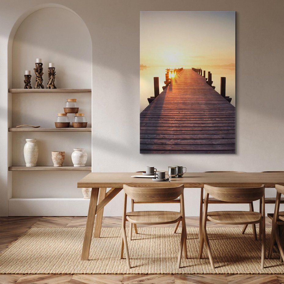 Obraz na płótnie 80x120 - Morze w blasku molo - morze, molo