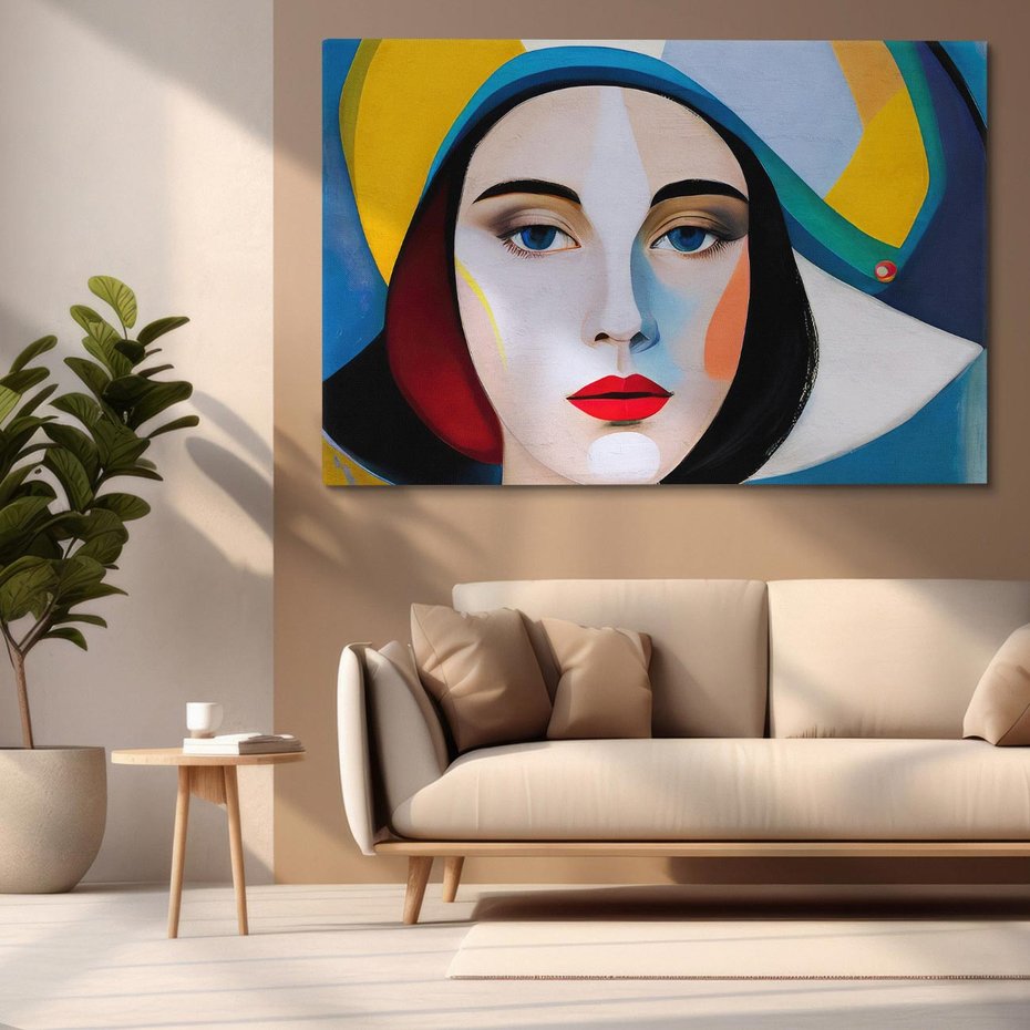 Obraz na płótnie 70x50 - Kształtujące Widzenia - abstrakcyjny obraz olejny, portret twarzy kobiety