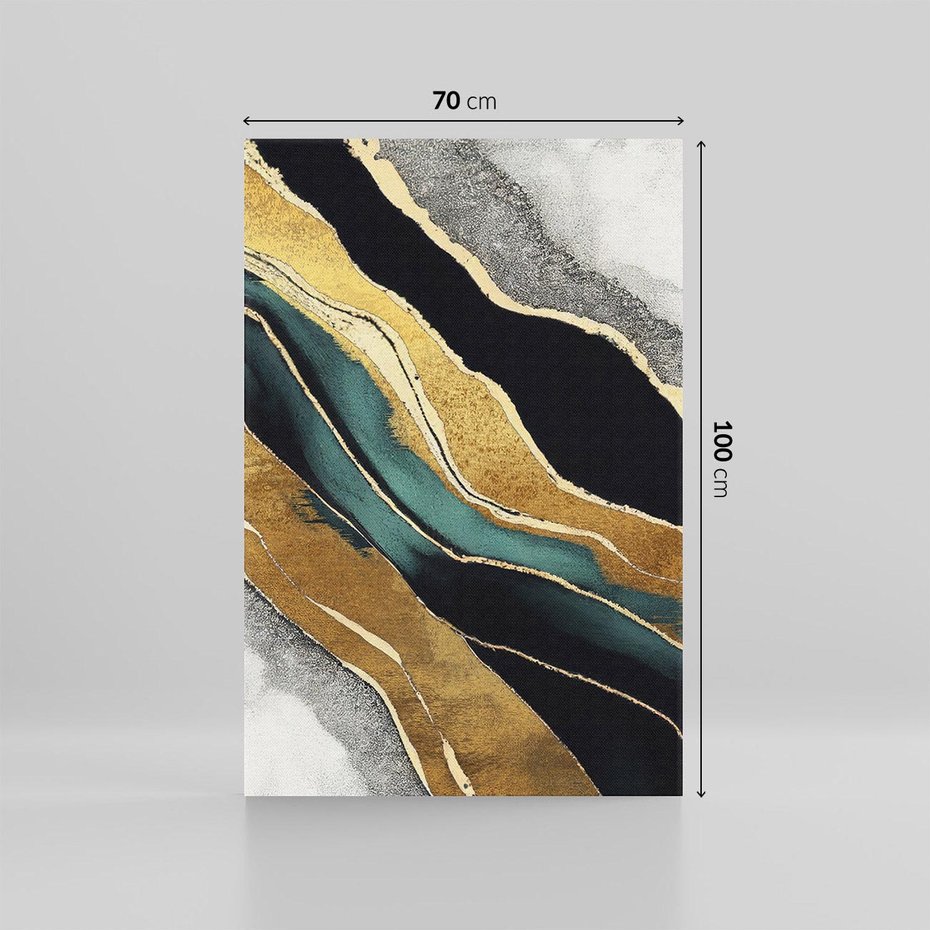 Obraz na płótnie 70x100 - Refrakcje płynącej rzeczywistości - jak marmurowa rzeka, linie złota