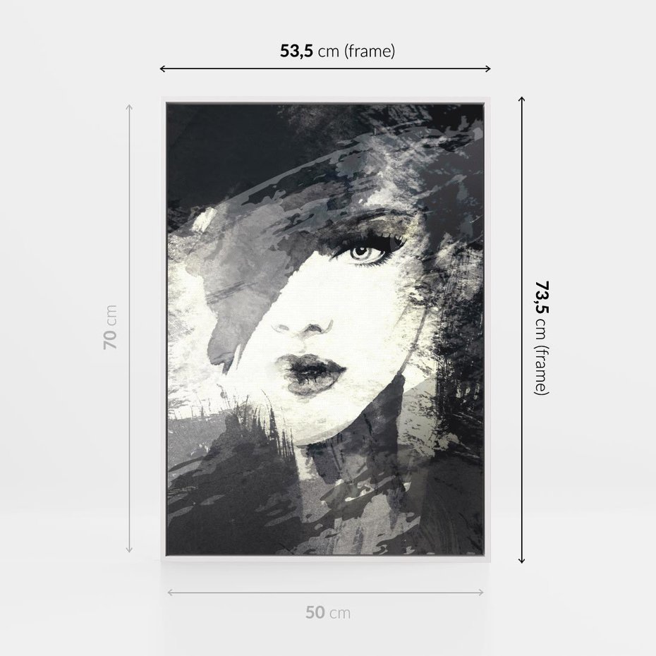 Obraz w ramie 50x70 - Abstrakcyjna wizja kobiety - abstrakcja, kobieta - rama biała