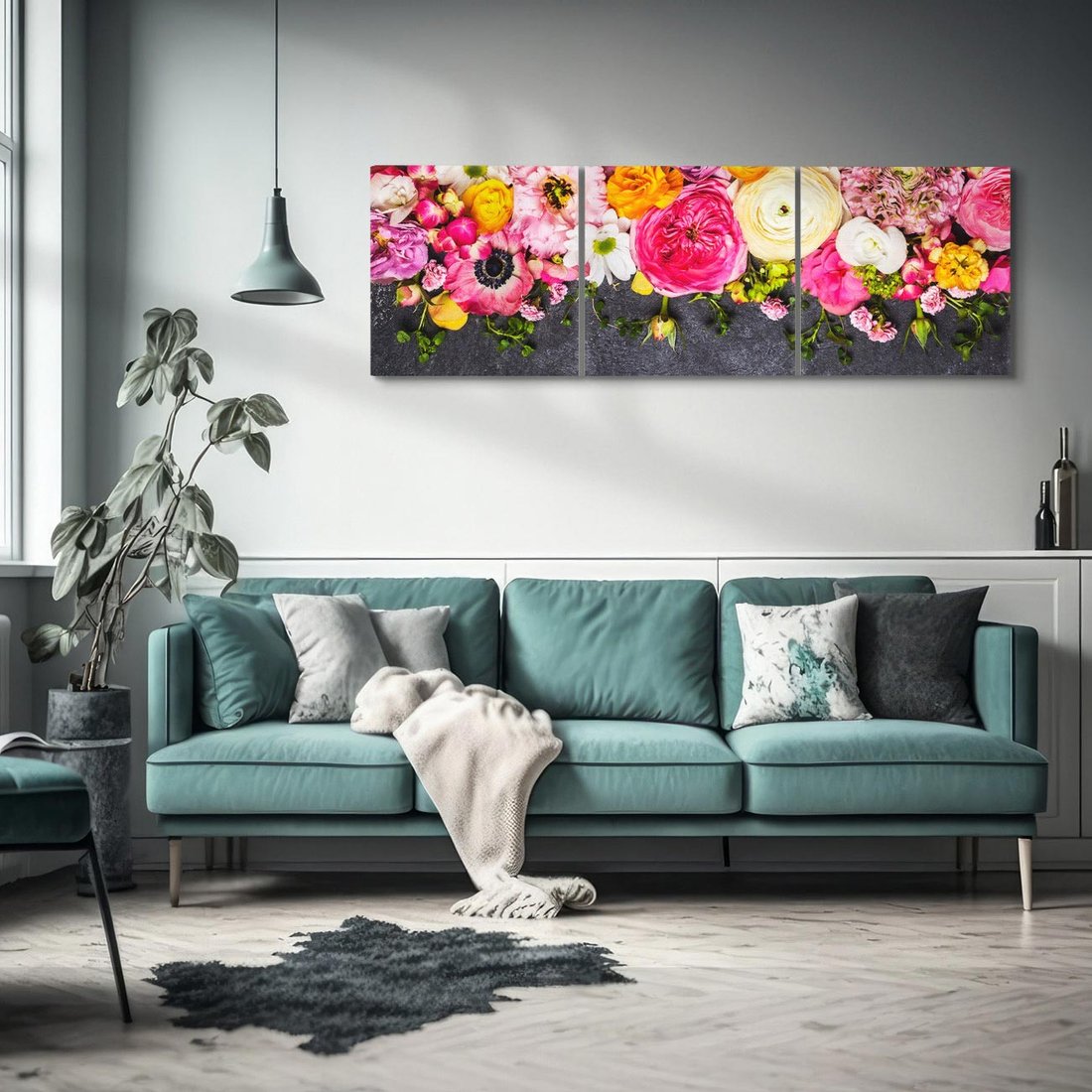 Obraz na płótnie 120x40 - Kompozycje kwiatowe: harmonia natury - kwiaty, kompozycja