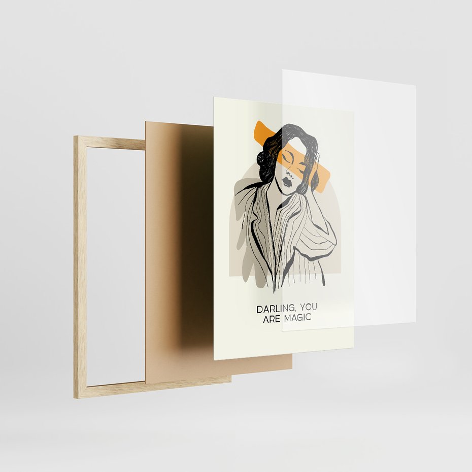 Zestaw obrazy w ramie 50x70 galeria - Kobiece, plakaty, boho - rama drewno