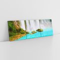 Obraz na płótnie 150x50 - Magia wodospadu - mistyczna dżungla - wodospad, dżungla