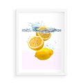 Plakat w ramie 50x70 - Świeże cytryny pełne smaku - cytryny, owoce - rama biała