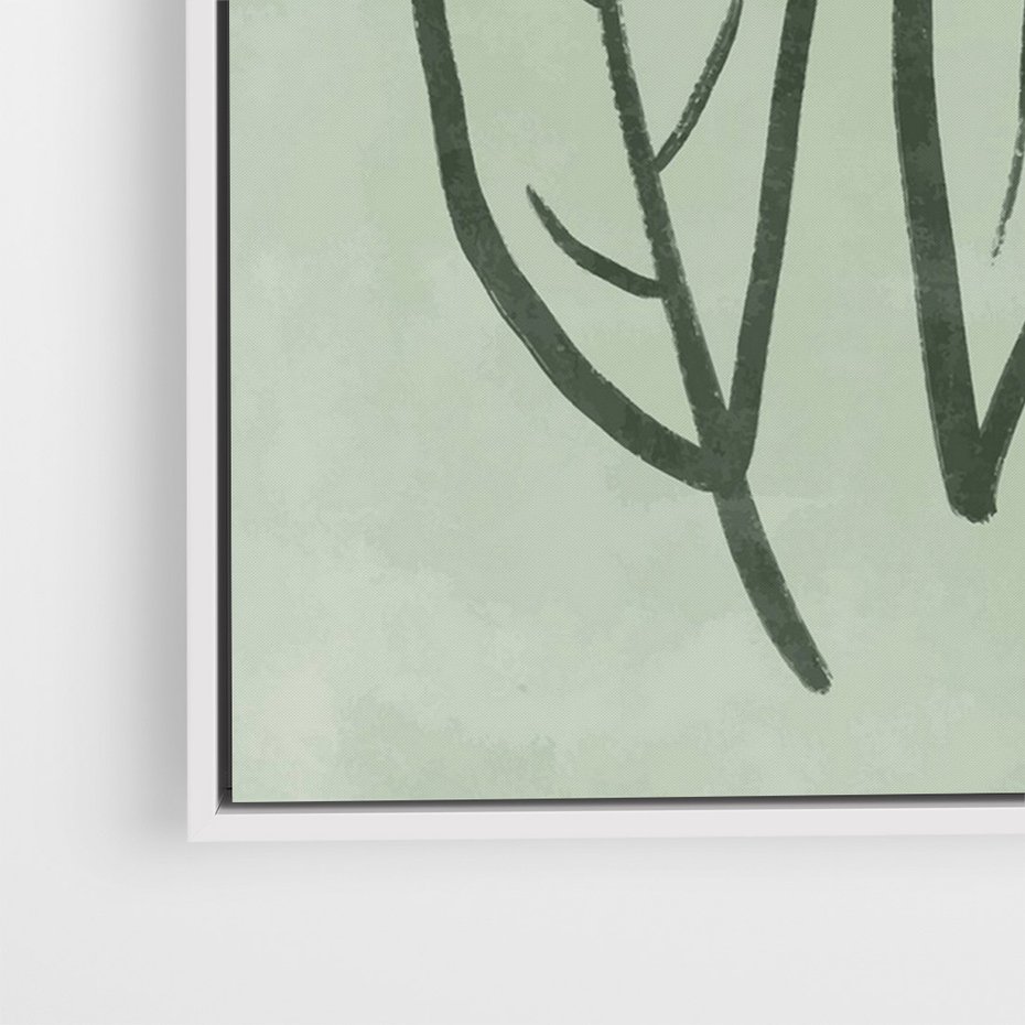 Obraz w ramie 80x120 - Energetyczne Ekspresje Natury - zielony plakat, roślinne motywy - rama biała