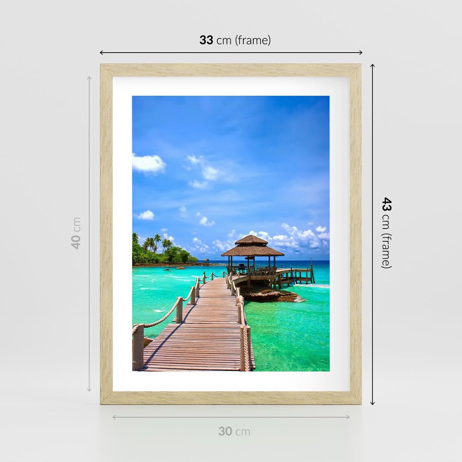 Plakat w ramie 30x40 - Magia tropikalnego oceanu - ocean, tropiki - rama drewno