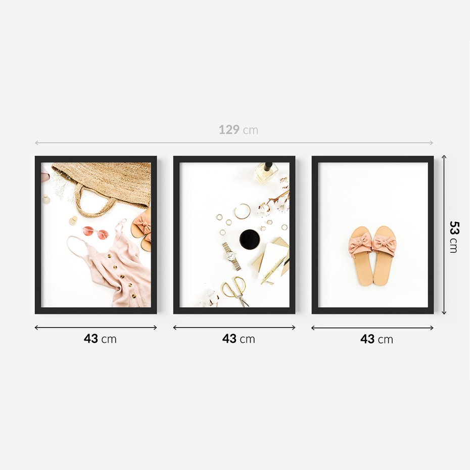 Zestaw obrazy w ramie 40x50 galeria - Moda, fashion, wakacje - rama czarna