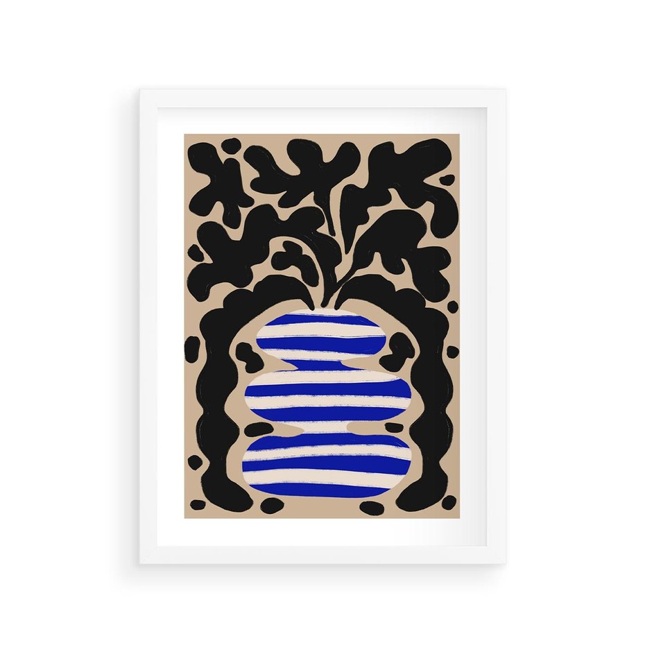 Plakat w ramie 30x40 - Boho Wizje - abstrakcyjny plakat, ciekawe formy - rama biała