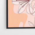Obraz w ramie 50x50 - Kwiatowa Harmonia - minimalistyczny plakat, pudrowe kwiaty - rama czarna