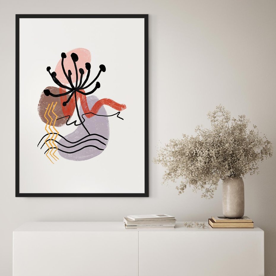 Plakat bez ramy 50x70 - Migocące Odsłony - abstrakcyjna sztuka, liść dmuchawiec