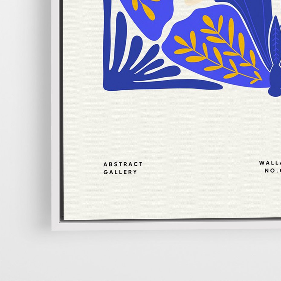 Obraz w ramie 80x120 - Księga Abstrakcji - abstrakcyjna boho kompozycja, granatowe ćmy - rama biała