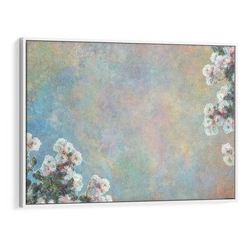 Obraz w ramie 100x70 - Księżycowy sen artysty - subtelny obraz olejny, minimalizm - rama biała