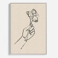 Obraz w ramie 80x120 - Szkic Kwiatu - kwiat w dłoni, szkic - rama biała