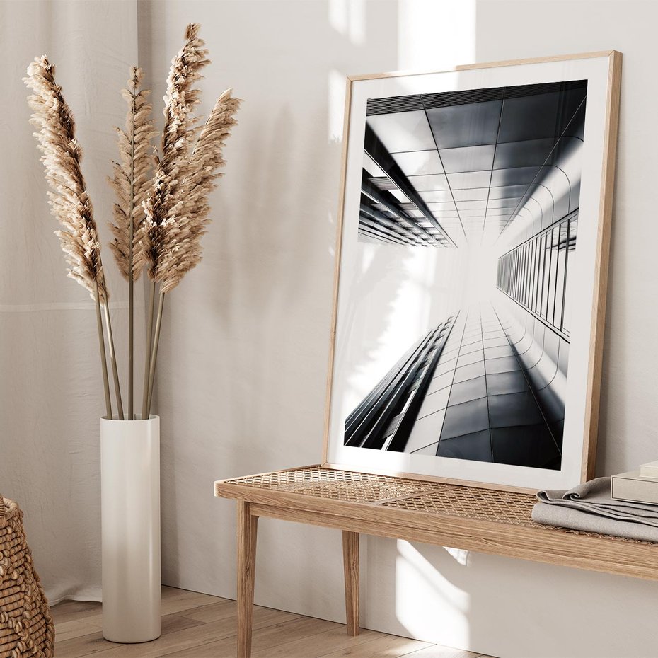 Plakat w ramie 40x50 - Architektura o Prostych Formach - architektura, proste formy - rama drewno