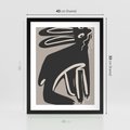 Plakat w ramie 40x50 - Konturujące Struktury - skandynawska sztuka, królik - rama czarna