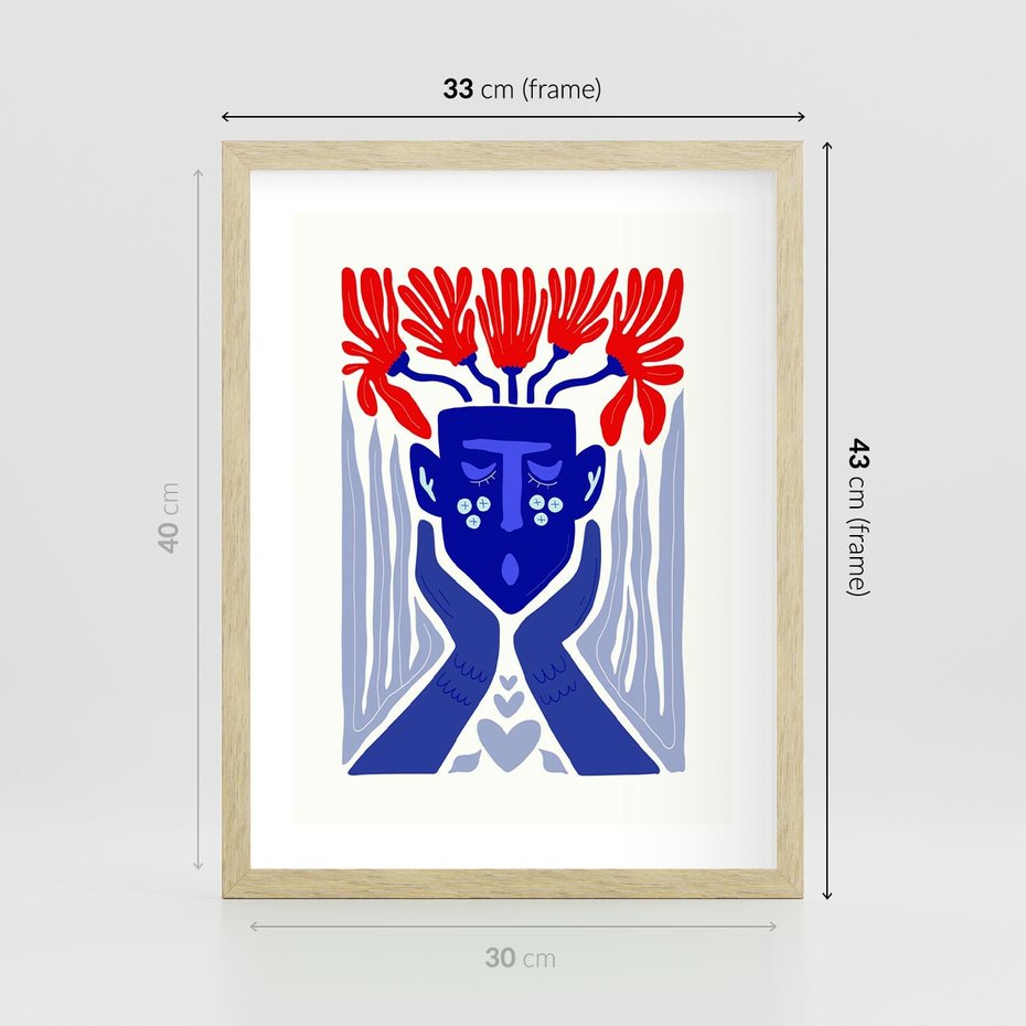 Plakat w ramie 30x40 - Nowoczesne Wcielenie Boho - etniczna maska, boho styl - rama drewno