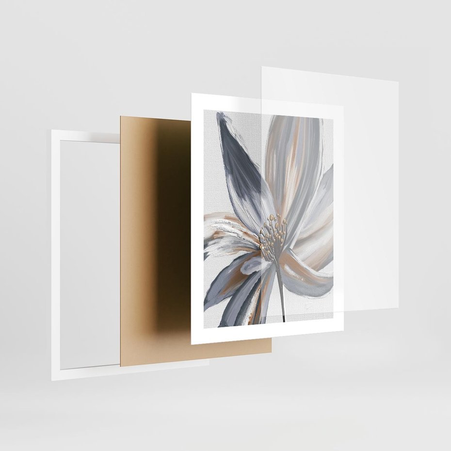 Plakat w ramie 40x50 - Olejne kwiaty - wyraz emocji - kwiaty, malowane - rama biała