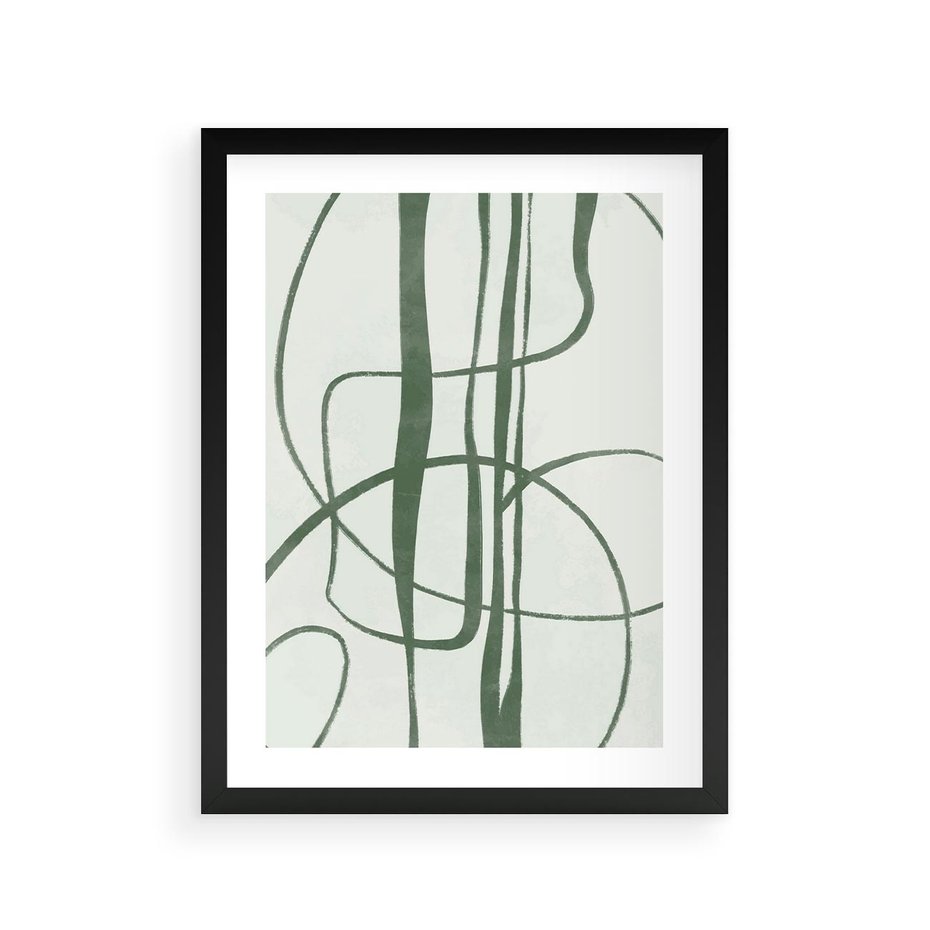 Plakat w ramie 30x40 - Zielony Spokój - zielona abstrakcja, spokojny plakat - rama czarna