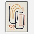 Obraz w ramie 50x70 - Abstrakcyjne Mrugnięcie - abstrakcja w stylu picasso, beżowe tło - rama czarna