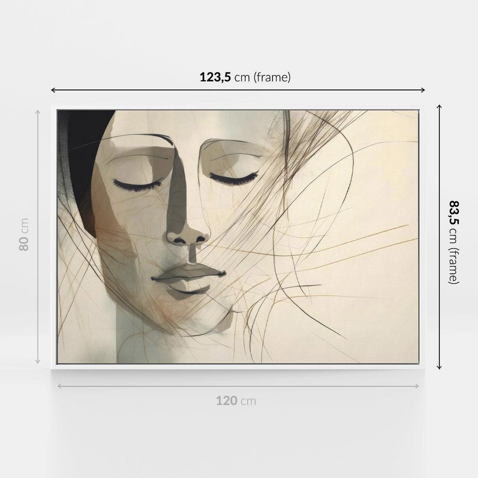 Obraz w ramie 120x80 - Tylko Zamknij Oczy - twarz kobiety, zamknięte oczy - rama biała