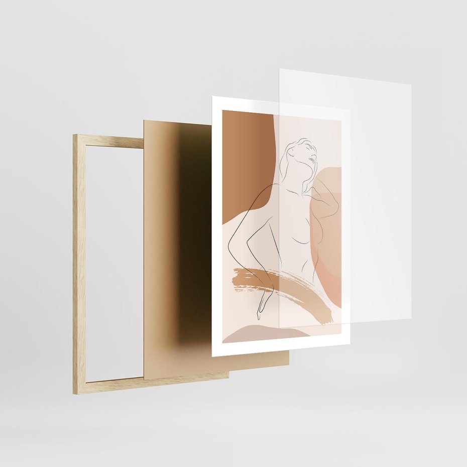 Plakat w ramie 50x70 - Sztuka Prostoty - kobieta, szkic - rama drewno
