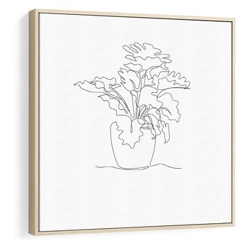 Obraz w ramie 50x50 - Rozkwitające Formy - szkic, minimalizm - rama drewno