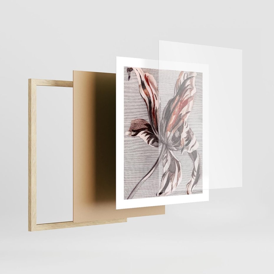 Plakat w ramie 40x50 - Graficzna Elegancja - nowoczesna sztuka, grafika - rama drewno
