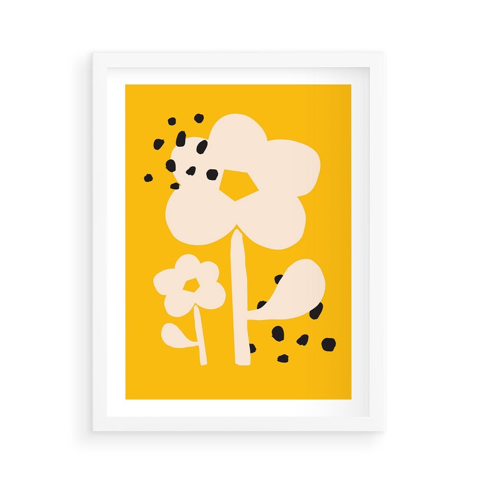 Plakat w ramie 50x70 - Bezgraniczne Impulsy - abstrakcyjny kwiat, plakat - rama biała