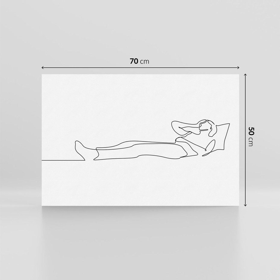 Obraz na płótnie 70x50 - Postać na Łóżku - one line art, szkic
