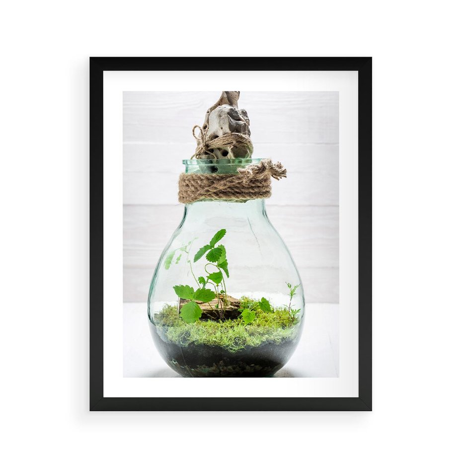 Plakat w ramie 40x50 - Żywioł Natury - liście, zieleń - rama czarna