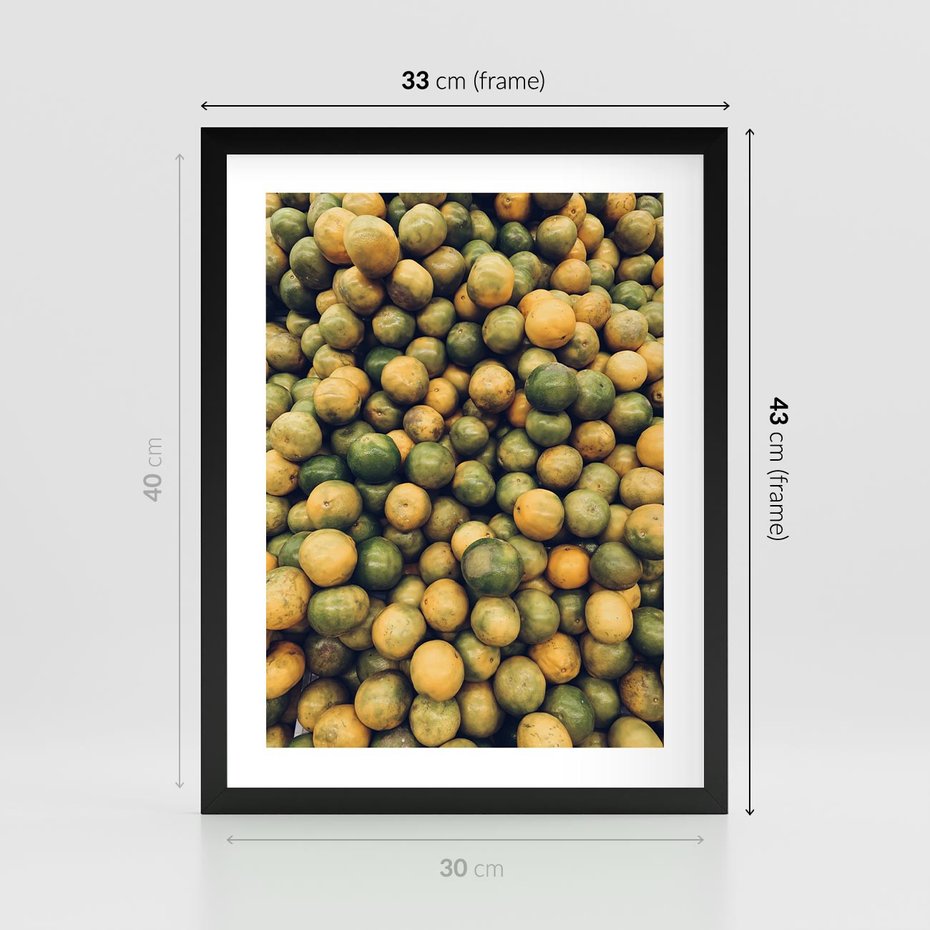 Plakat w ramie 30x40 - Świeżość Cytrusów - cytryny, limonki - rama czarna