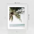 Plakat w ramie 40x50 - Wakacyjne Marzenie - palma nad morzem, - rama biała